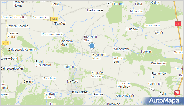 mapa Brzezinki Nowe, Brzezinki Nowe na mapie Targeo